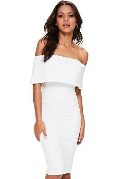 Vestido Feminino Ombro a Ombro com Babado – Tecido com Elasticidade, Sem Transparência | REF: VRP278
