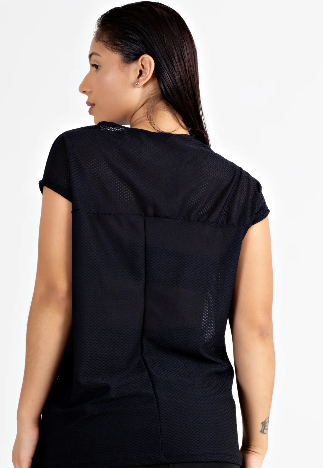 Blusa Fitness Feminina Dry Preta Transparente Ref. LX123